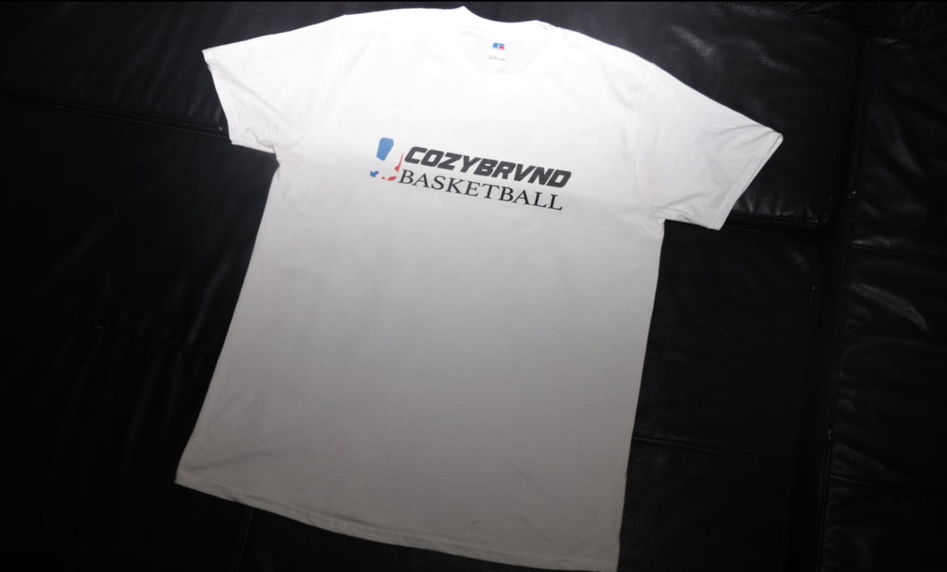 COZYBRVND BASKETBALL WHITE TEE