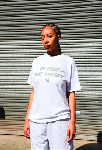 IN GOD WE TRUST WHITE & GREY TEE