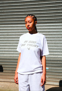 IN GOD WE TRUST WHITE & GREY TEE