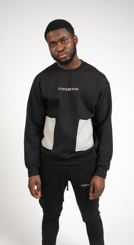 BLACK SWEATSHIRT WITH DOUBLE POCKETS
