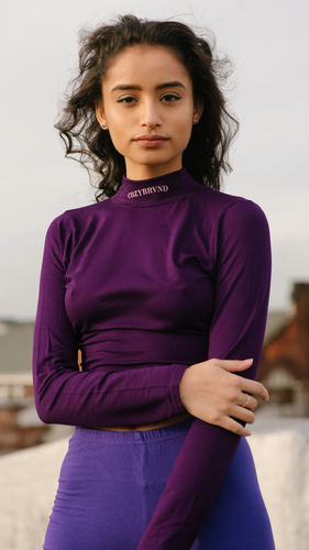 Purple crop turtle neck