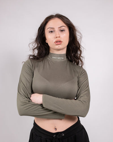 GREEN  CROP TOP