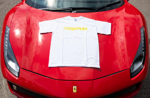 FERRARI FONT WHITE TEE