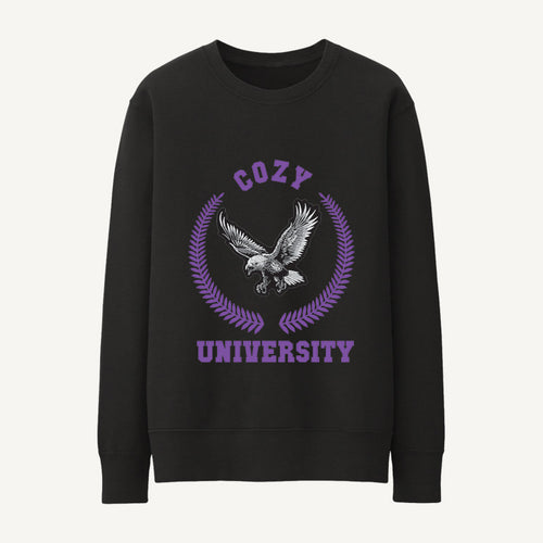 COZY UNIVERSITY BLACK/PURPLE SWEATSHIRT